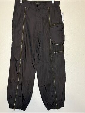 BDG Urban Outfitters NWT Black Nylon Zip Utility Parachute Cargo Pants S